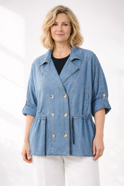 Jeansowa kurtka katana plus size 