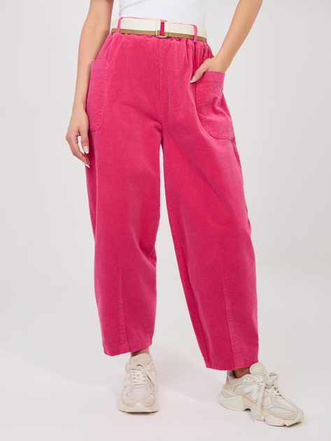 Sztruksowe spodnie plus size BALOONY różowe