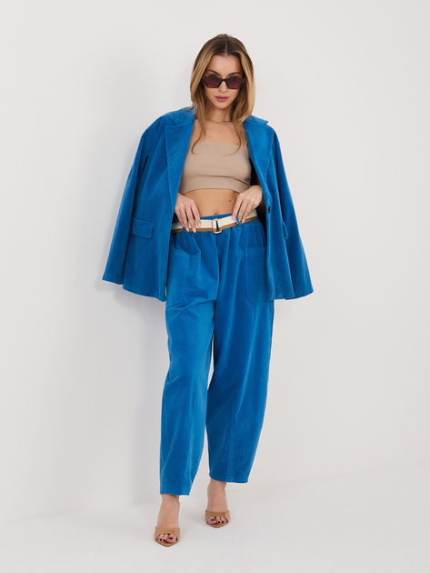 Sztruksowe spodnie plus size BALOONY morskie 