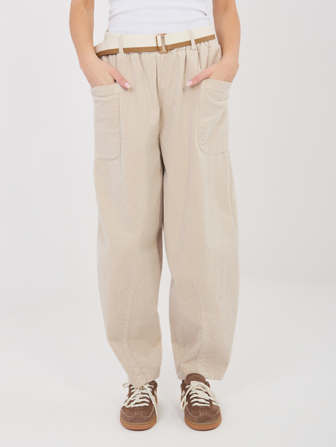 Sztruksowe spodnie plus size BALOONY beżowe