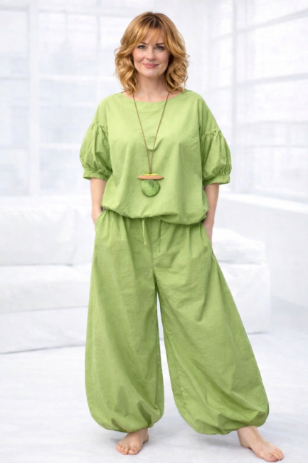 Bawełniany komplet oversize MAREA zielony