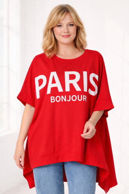 Bawełniana tunika plus size PARIS czerwona