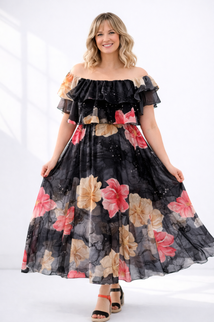 Zwiewna sukienka oversize IWA czarna 