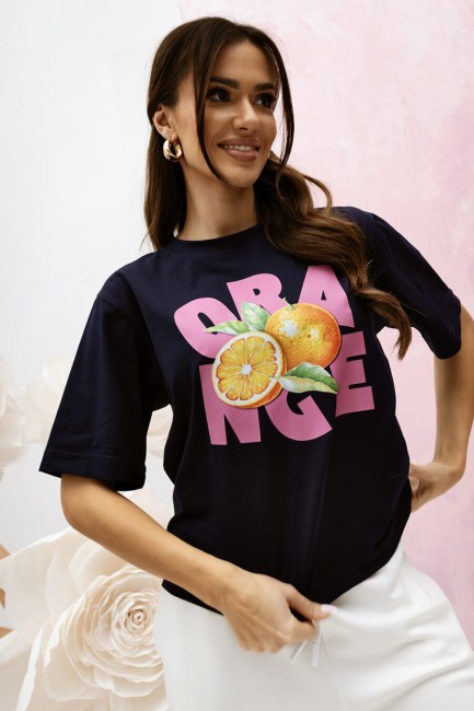 Bawełniany t shirt oversize  LARA czarna