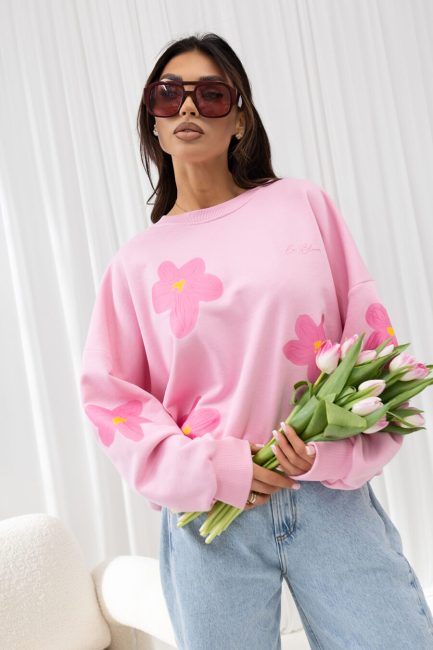 Bawełniana bluza oversize plus size BRATKI różowa