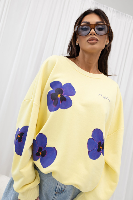 Bawełniana bluza oversize plus size BRATKI żółta