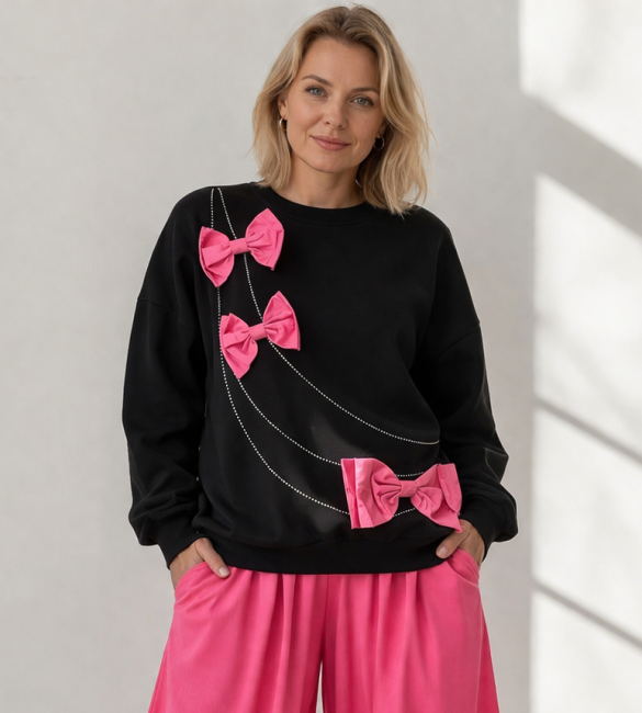 Bawełniana bluza oversize KOKARDKI czarna