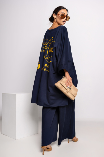 Tunika oversize plus size LOCKED granatowa