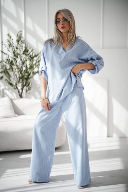 Komplet plus size oversize STYLOWY niebieski