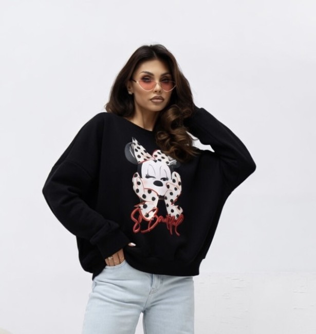 Bawełniana bluza oversize plus size LARA czarna