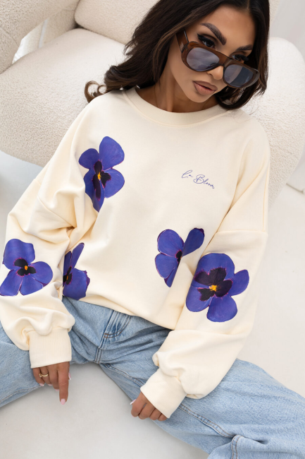 Bawełniana bluza oversize plus size BRATKI waniliowa