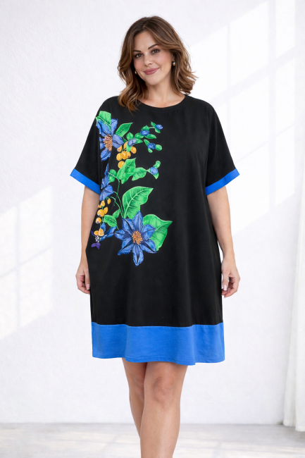 Bawełniana sukienka tunika plus size KWIATELLA