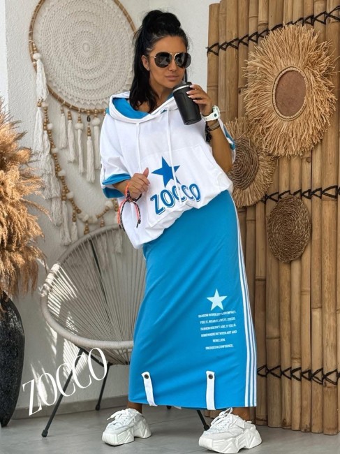 Bawełniany komplet oversize plus size ZOCCO niebieski