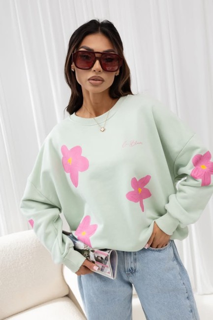 Bawełniana bluza oversize plus size BRATKI mięta
