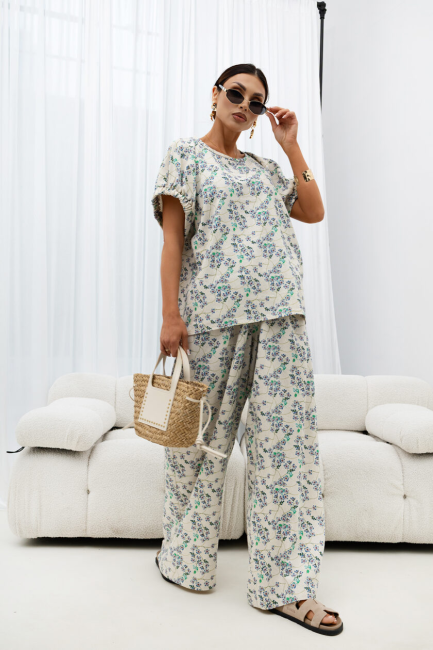 Komplet oversize WILDFLOWER niebieski