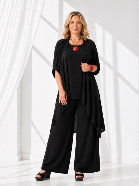 Wizytowy komplet plus size ELEGANCE czarny