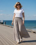 Zwiewne wiskozowe spodnie plus size  GROCHY latte