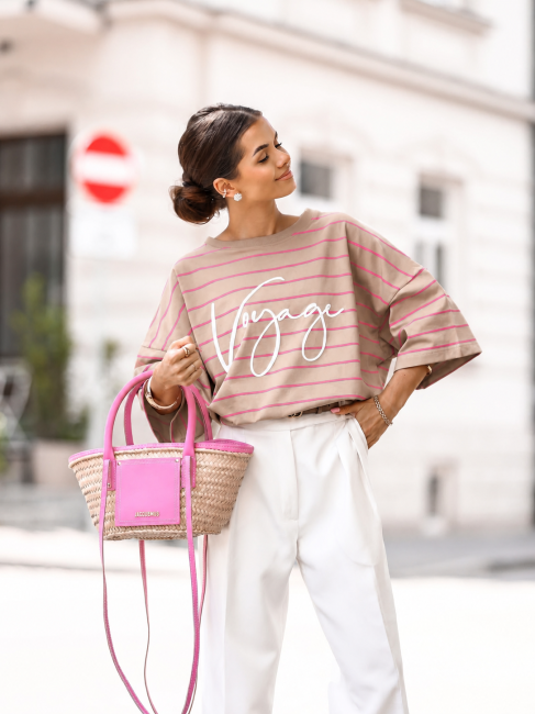 Bawełniany t shirt VOYAGE latte