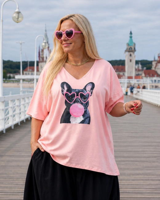 Bawełniana tunika plus size  BULDOG morelowa