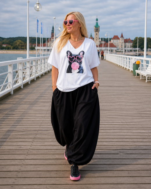 Bawełniana tunika plus size  BULDOG biała