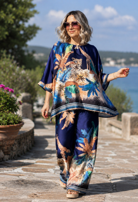 PREMIUM !  Komplet oversize SAFARI SZEPTEM granatowy