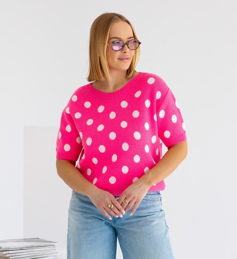 Oversizowy sweter GROCHY różowy