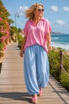 Zwiewne wiskozowe  spodnie plus size HAREMKI jeansowe