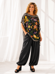 Zwiewne satynowe  spodnie plus size HAREMKI czarne
