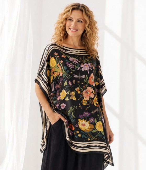Tunika plus size oversize JEDWABNA POEZJA czarna