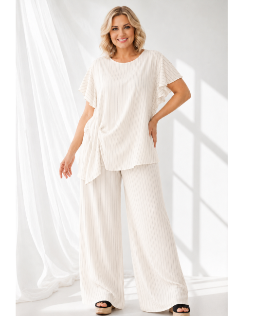 Komplet plus size STYLOWY śmietankowy