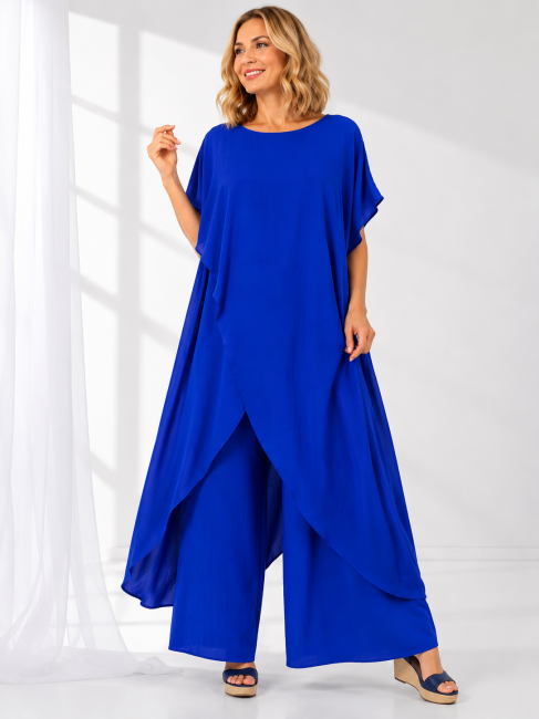 Komplet plus size ASYMETRYCZNY niebieski