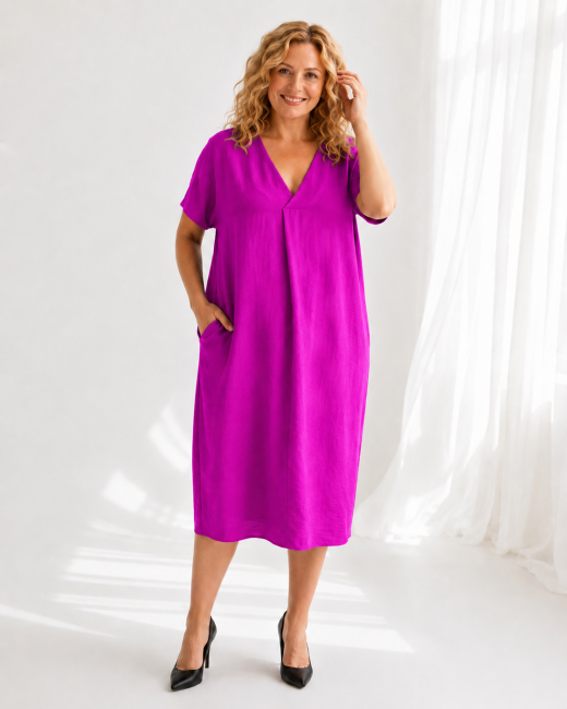 Sukienka plus size BARDZO LUBIANA fuksja