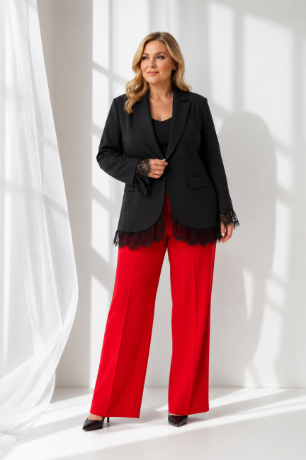 Marynarka plus size KORONKA czarna 