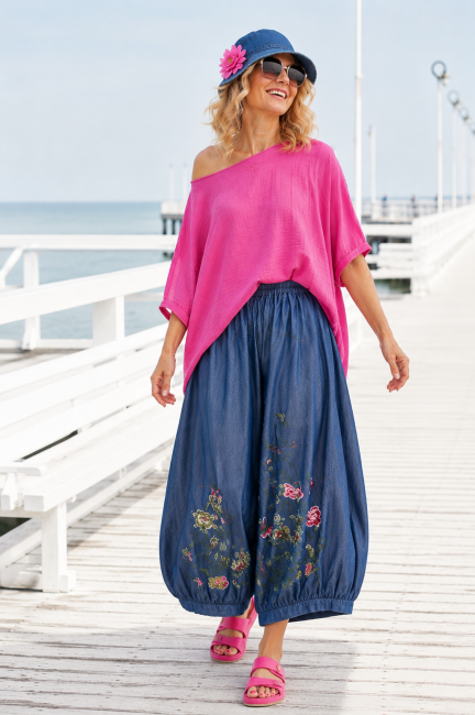 Spodnie jeansowe plus size HAFTOWANE 