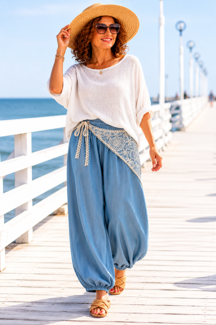 Spodnie alladynki  plus size JEANS i KORONKA
