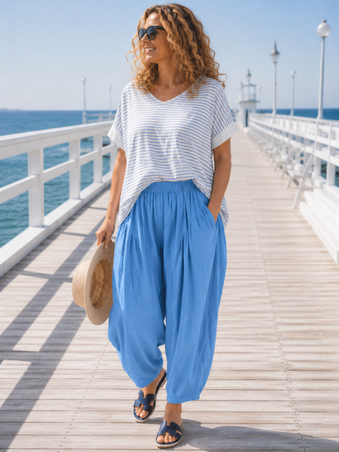 Jeansowe spodnie plus size BALOONY niebieskie