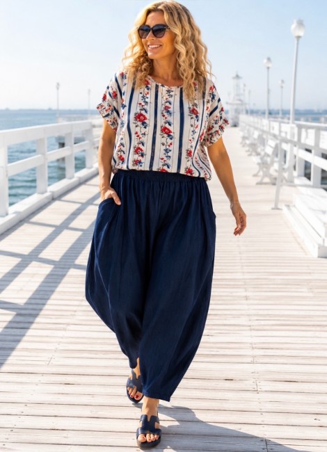 Jeansowe spodnie plus size BALOONY granatowe