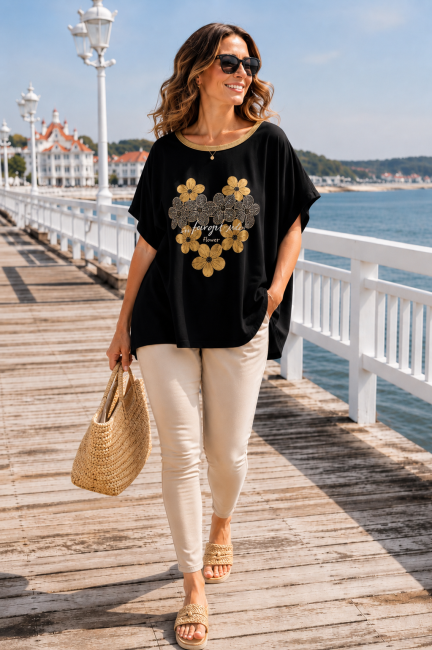 Tunika plus size oversize CAPRI GOLD czarna