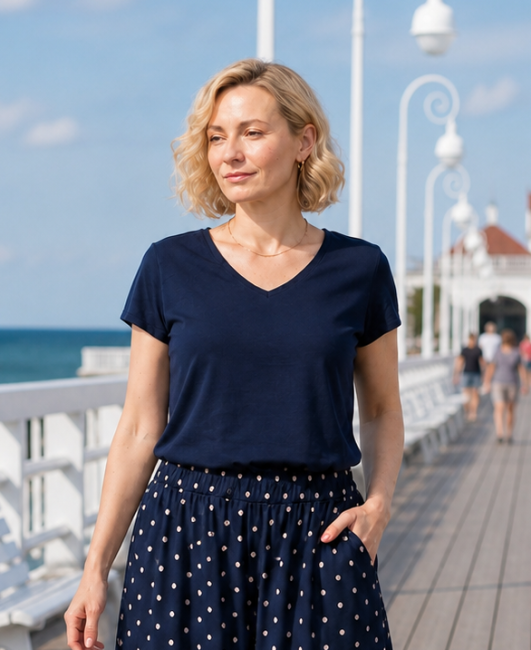 Bawełniany t-shirt oversize granatowy