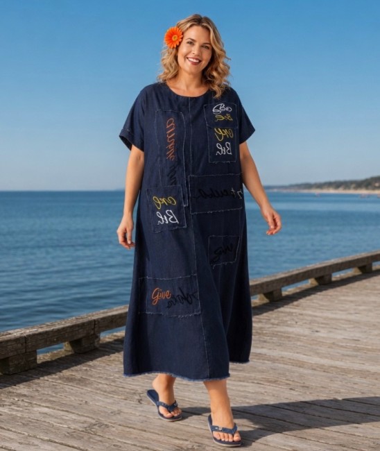 Sukienka plus size JEANSÓWKA granatowa