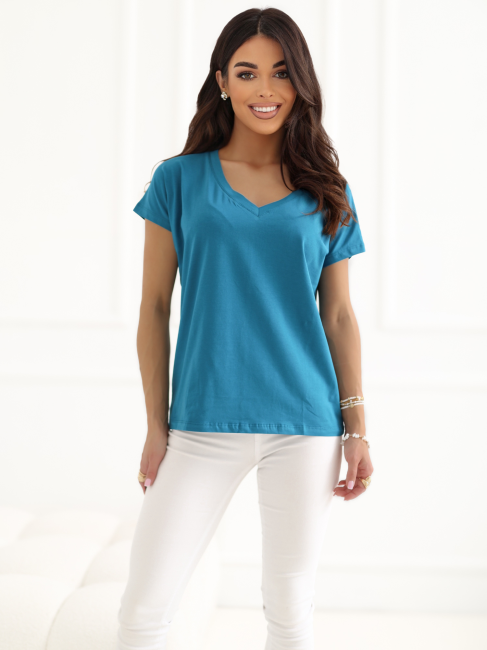 Bawełniany t-shirt oversize morski