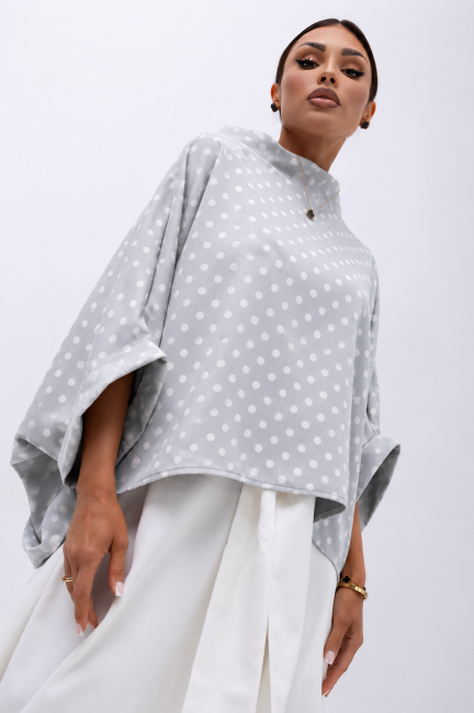 Tunika  oversize plus size  KIMONO GROCHY jasna szara