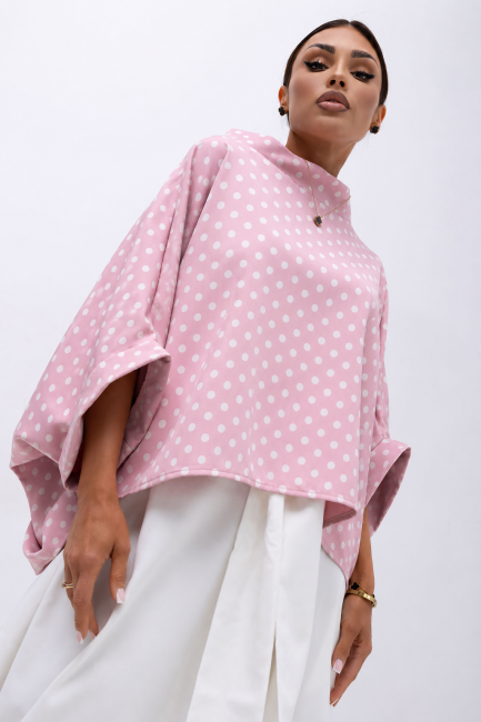 Tunika  oversize plus size  KIMONO GROCHY różowa