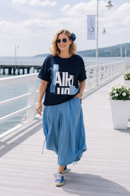 Bawełniana bluzka plus size DENIMKA granatowa