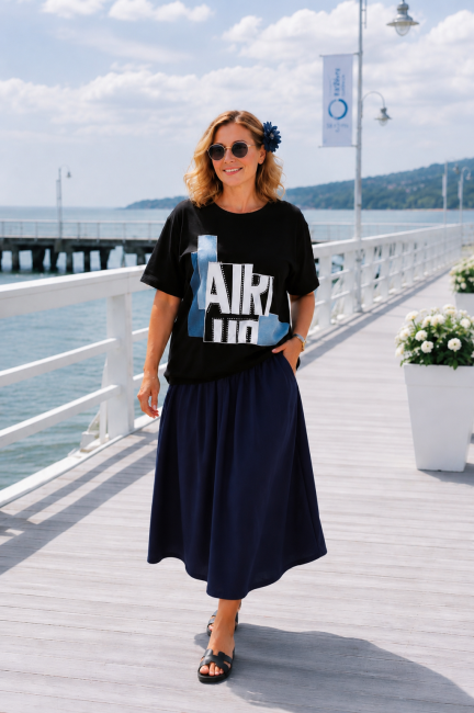 Bawełniana bluzka plus size DENIMKA czarna