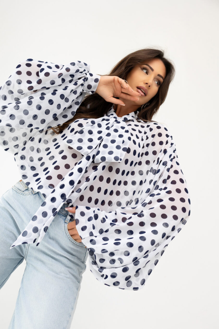 Zwiewna koszula plus size oversize DOTS 