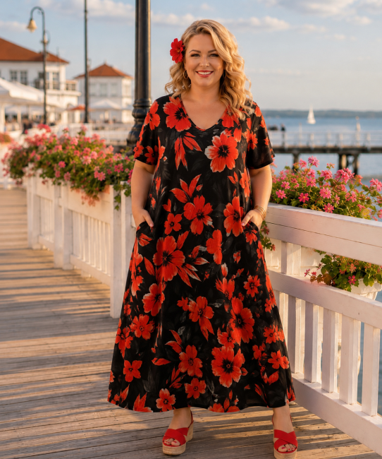 Sukienka plus size oversize ROMANTELLA czarna