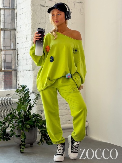 Bawełniany dres plus size oversize ZOCCO limonka