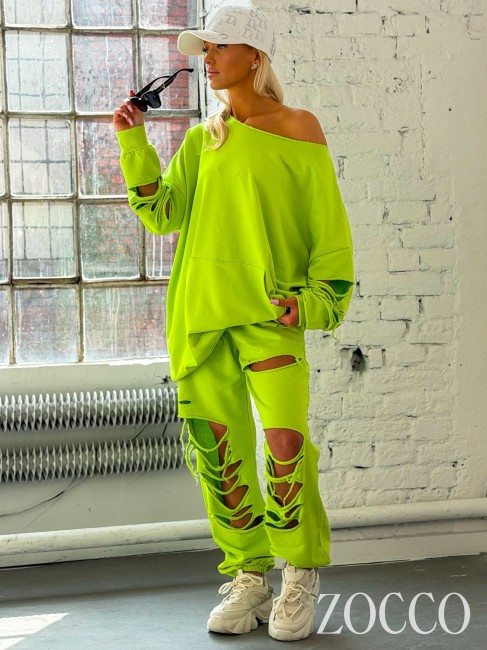 Bawełniany dres plus size oversize ZOCCO limonka