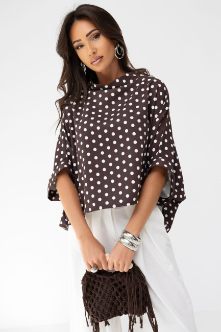 Tunika  oversize plus size  KIMONO GROCHY czekoladowa